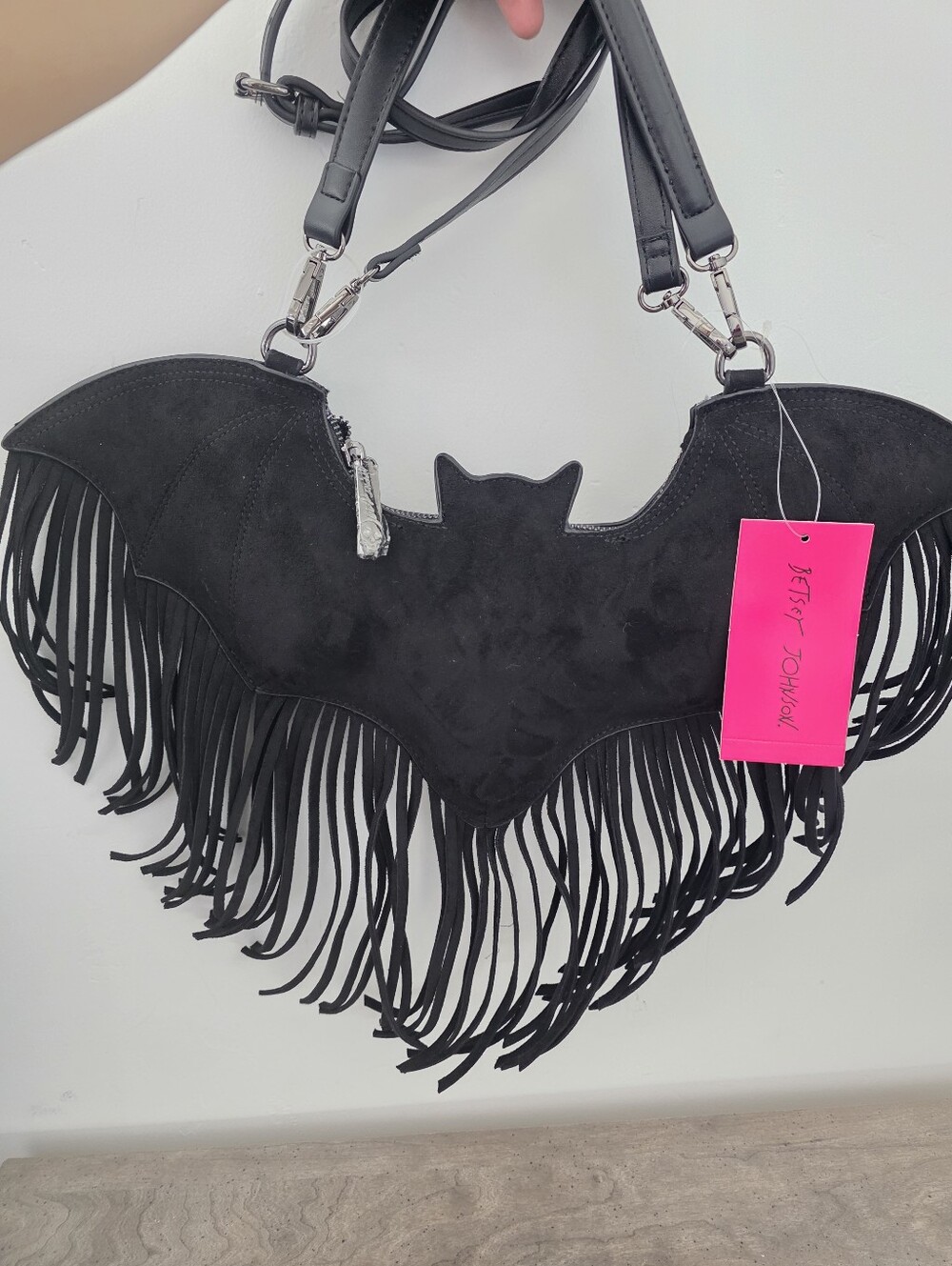 Viral Betsey Johnson Black Bat Fringe Handbag Purse Brand New